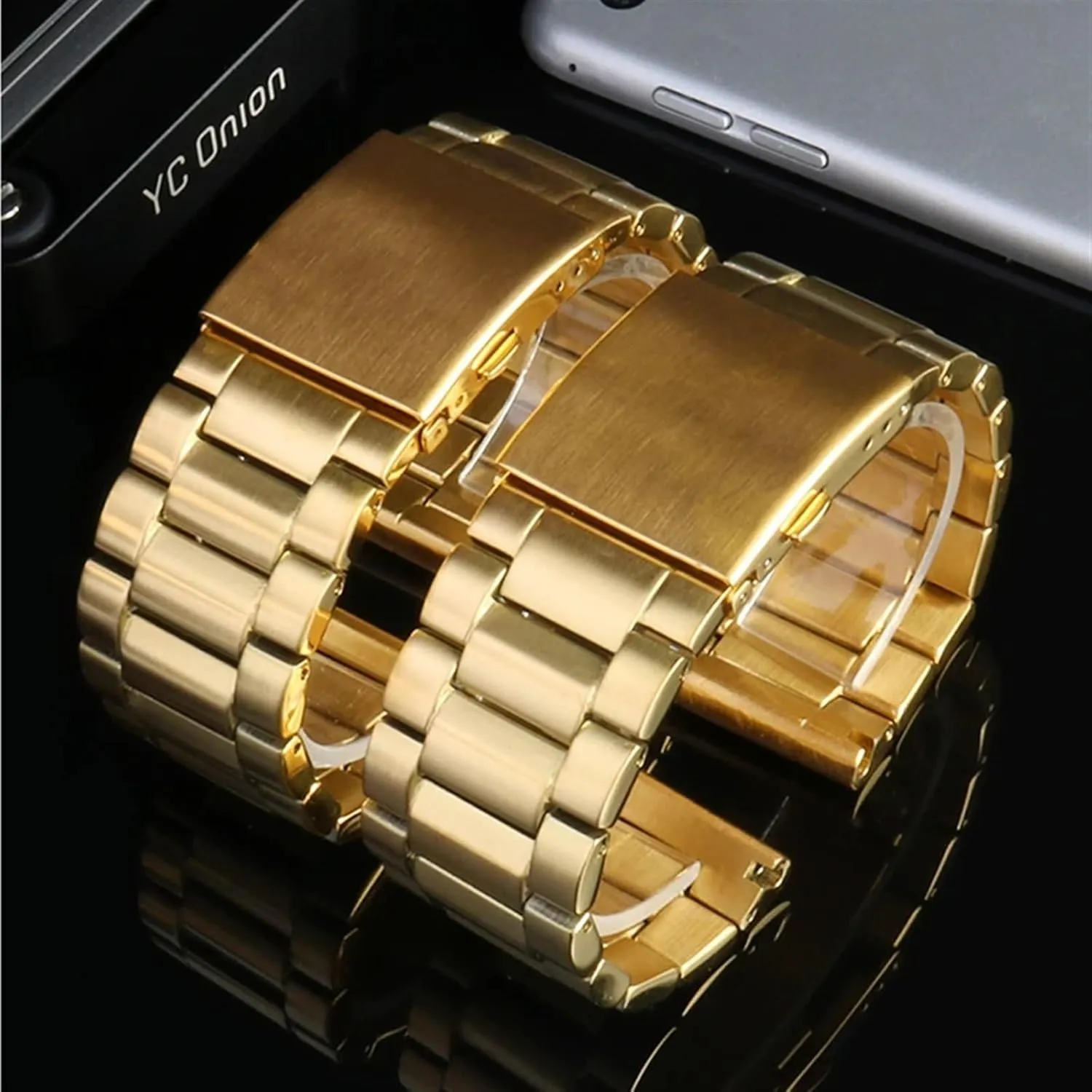 superorganisms monarchy gut sodium Stainless steel watchband 22mm 24mm 26mm 28mm men's solid metal bracelet for diesel DZ7333 DZ4344 watches band Gold Color 