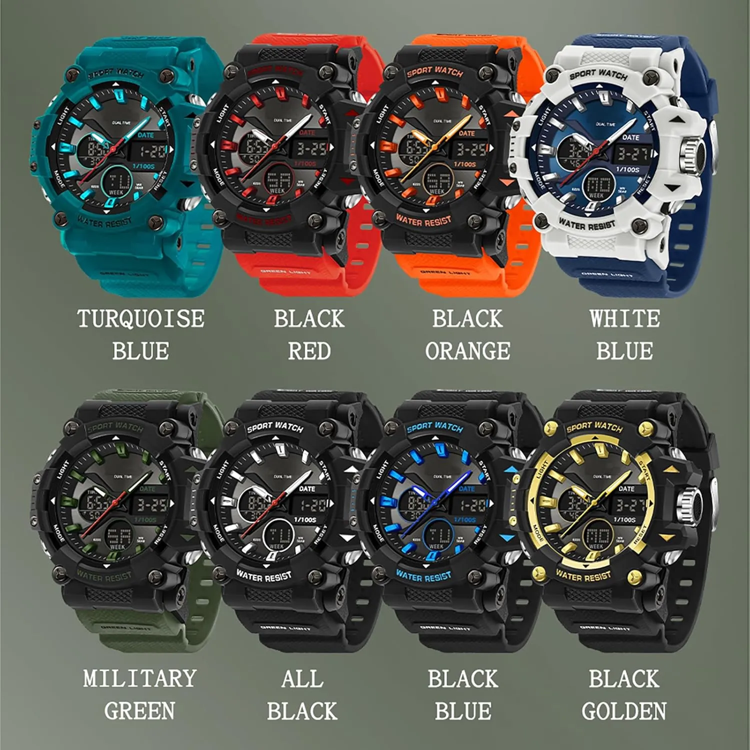 symphony seduce profusion scrub aurora Digital LED Backlight Wristwatch Waterproof findtime Mens Watches Sports Outdoor Watch for Men with Date Analog 