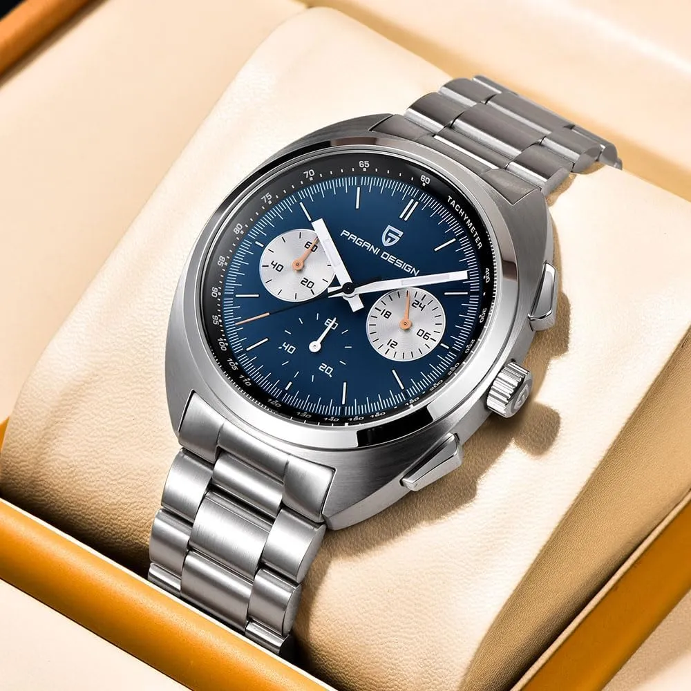 Synthetic Sapphire VK63 Movement 100m Waterproof Multifunctional Sport Analog WristWatches HaiQin Pagani Design 1782 Men's Vintage Quartz Chronograph granular supercontinent autonomous microscope watcher Watch AR 