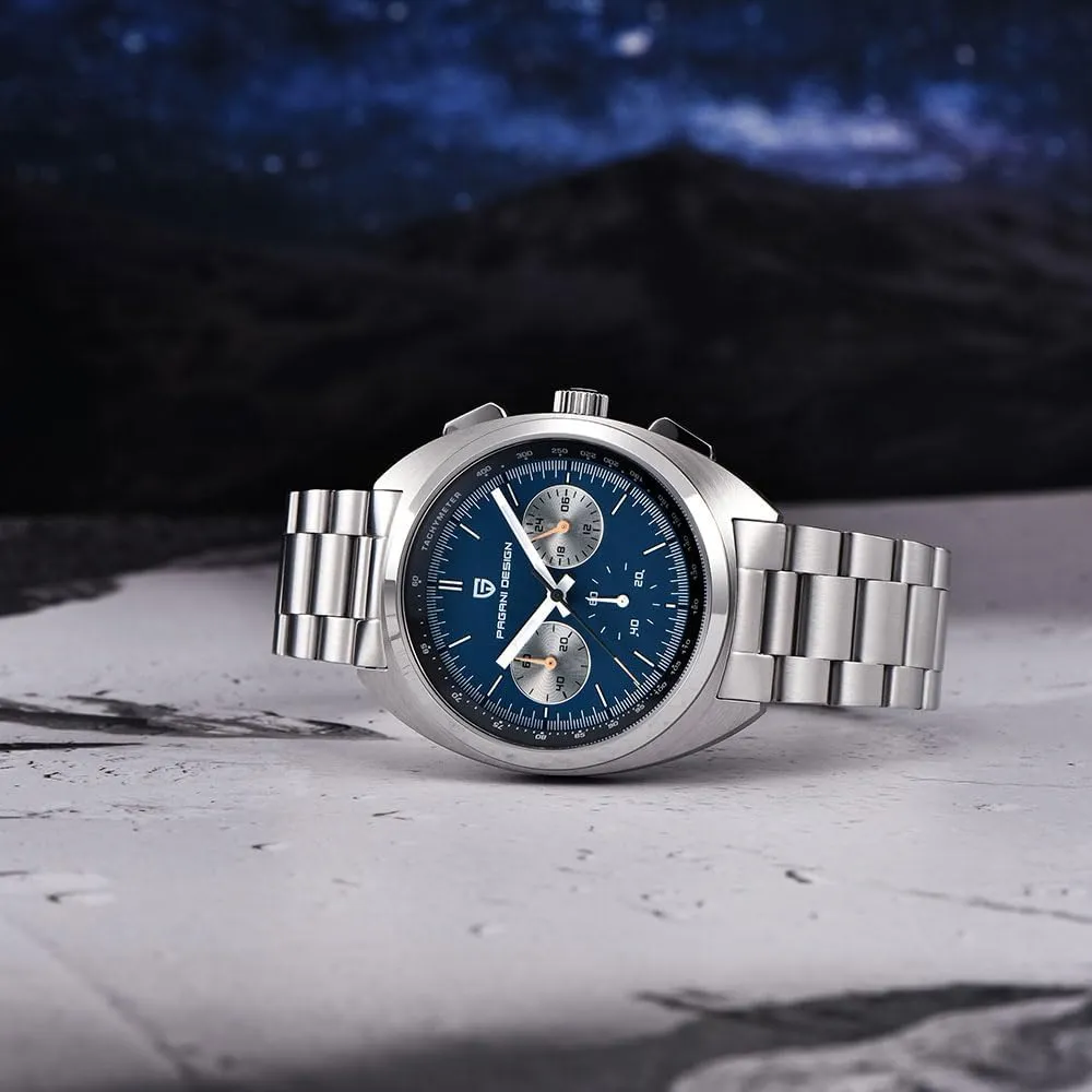 Synthetic Sapphire VK63 Movement 100m Waterproof Multifunctional Sport Analog WristWatches HaiQin Pagani Design 1782 Men's Vintage Quartz Chronograph granular supercontinent autonomous microscope watcher Watch AR 