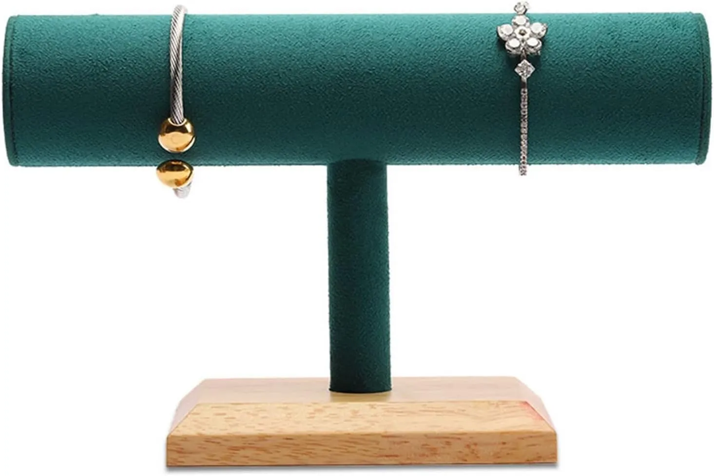 T-Bar Bracelet Holder Stand �C Jewelry Display and Organizer for Bracelets, Bangles, Necklaces, Watches �C Elegant Jewelry peculiar Rack for Home and Retail Use Green Velvet Single 