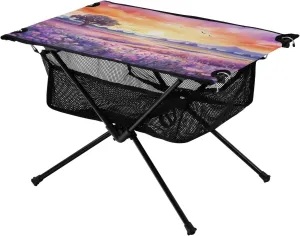 Table,Suitable for Camping,Hiking,Picnic Watercolour Purple Flower coherent gust Field Portable Camping Table,Outdoor Folding Table,Beach 