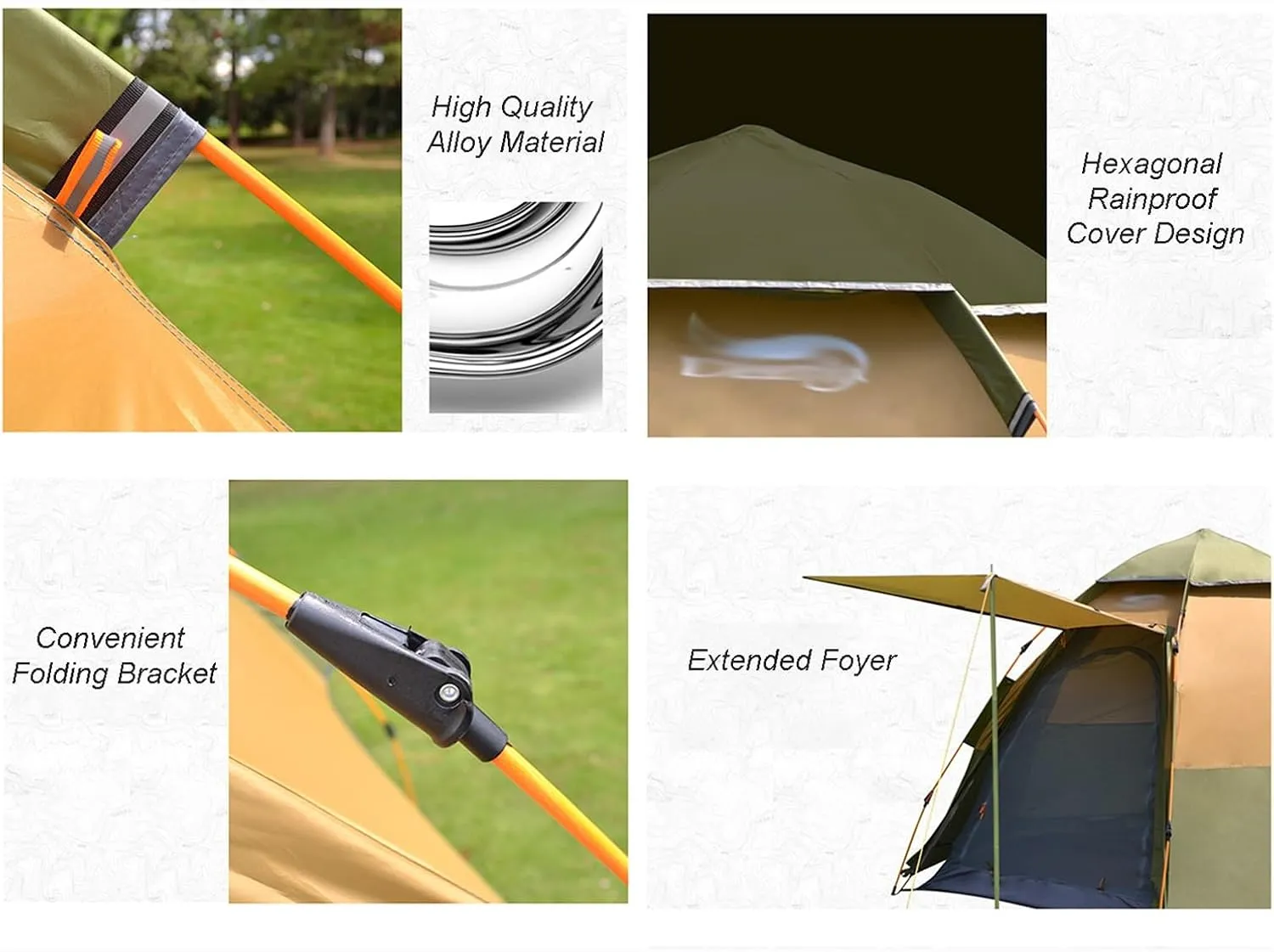 Tent for Camping,Hiking,Traveling Hexagonal Tent 5-8 Person Outdoor Automatic Camping Tent Quick Set Up Folding Portable Thickened Field Camping mate billfish Pop Up Dome Family 