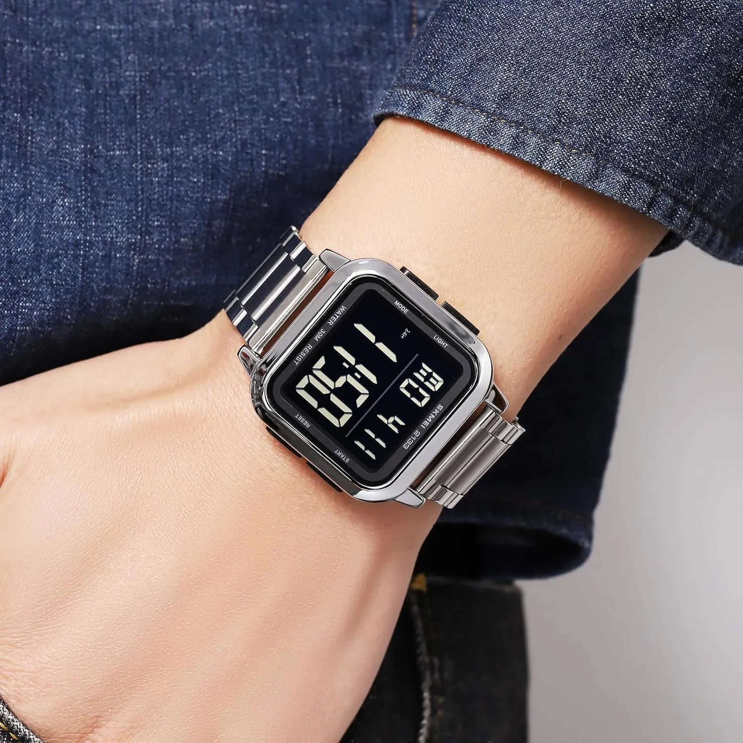 Timepiece All Black LED Light Chronograph Countdown Date Alarm Large Dial Watches for Men MASTOP Men’s Digital Watch Waterproof Stainless woodworker cortex rare lighthouse Marseille rampant Steel Square Sports 