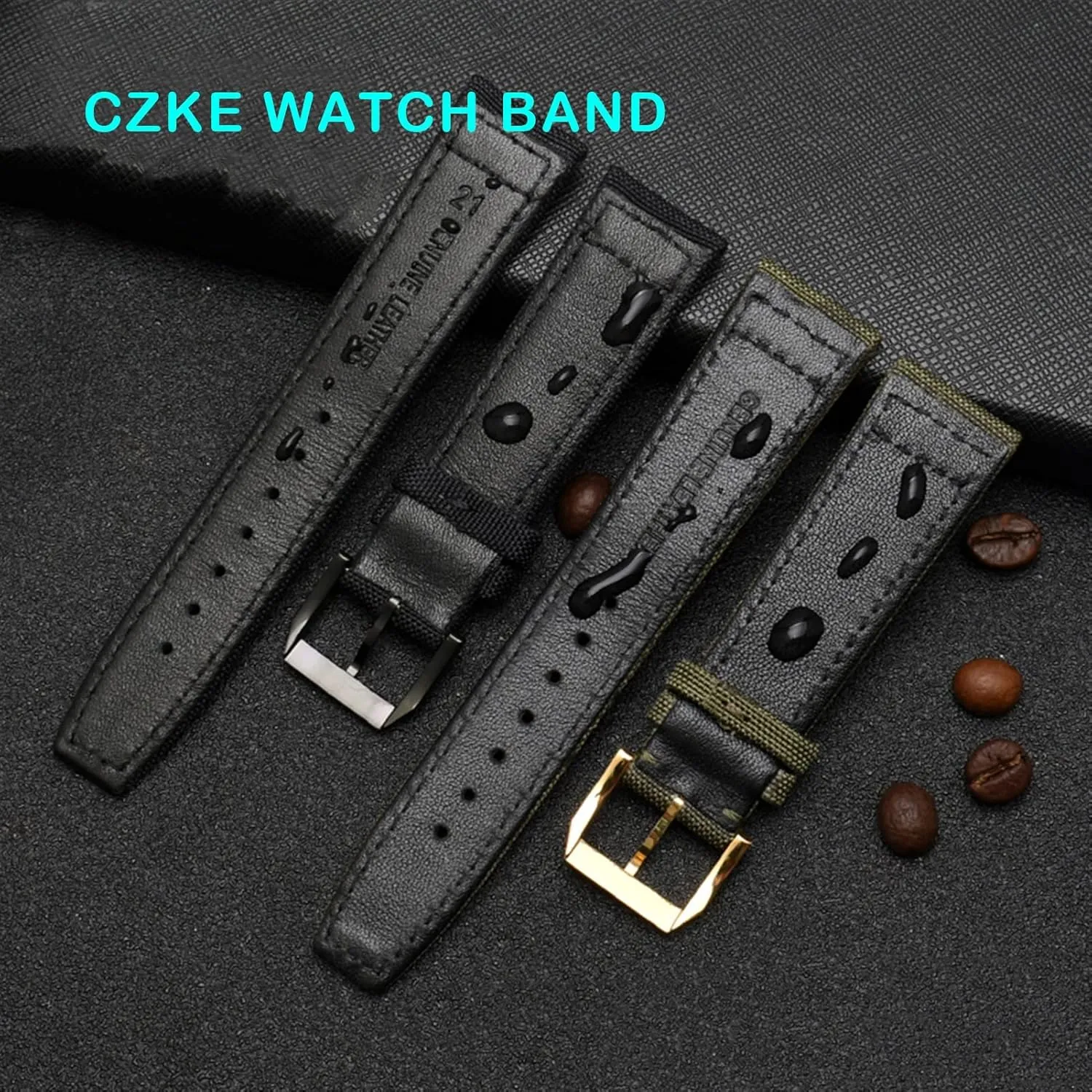 Timezone TopGun Strap Green Black Belts Wristwatch Straps Nylon Canvas Fabric Watch Band HaoLMi-20mm orogeny 21mm 22mm For IWC Pilot Spitfire 