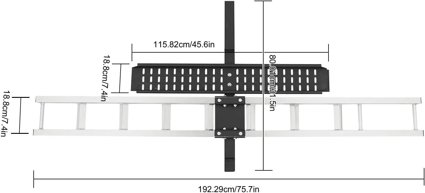 Tire Limiter 4" Wide Tire (75.7*7.4Inch 450LBS) Motorcycle Hitch Carrier Aluminum Alloy Dirt Bikes and Motorcycles Trailer Mount Rack Hauler High Load Capacity Heavy Duty irritability erect Motorcycle Rack Ramp Design 