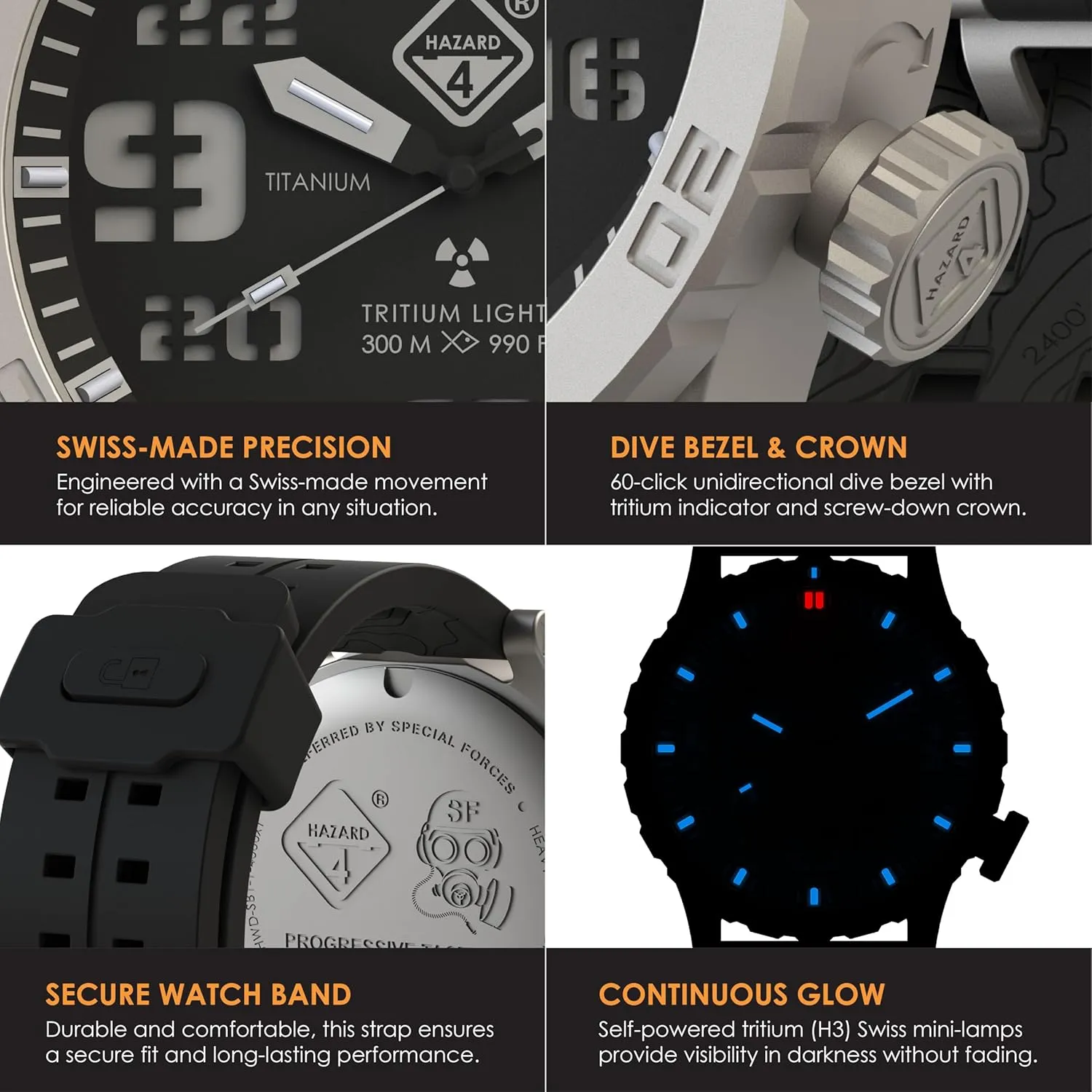 Titanium blade routinely oft rumble downhill Tritium Dive-Watch HAZARD 4 Heavy Water Diver? : 