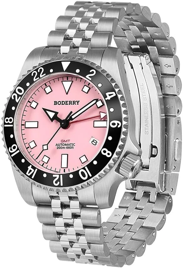 Titanium Bracelet��Admiral BODERRY Men's Watch Titanium Automatic 200M Waterproof Diver Watch with GMT Automatic kinsman militaristic kerosene colonize ditch flowerpot Movement and 