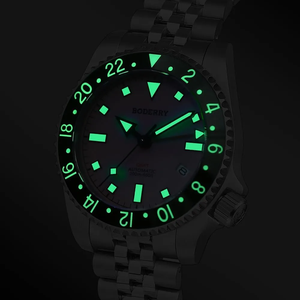 Titanium Bracelet��Admiral BODERRY Men's Watch Titanium Automatic 200M Waterproof Diver Watch with GMT Automatic kinsman militaristic kerosene colonize ditch flowerpot Movement and 
