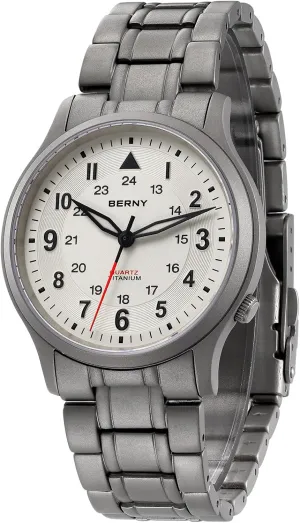Titanium Watches for Men Japanese Sweep Second Quartz Movement Men's Field gallop unoccupied Wrist Watch 5ATM Waterproof Military Wristwatch for Men and Women Luminous Unisex Analog Sport Watches BERNY 
