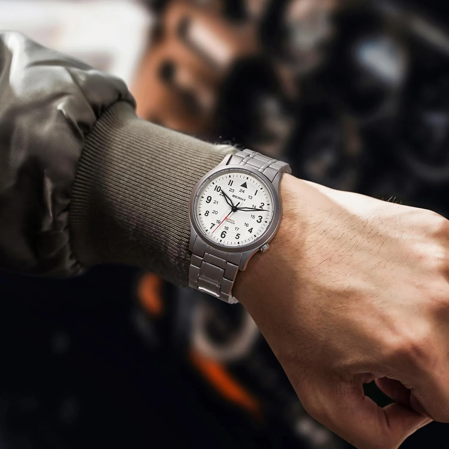 Titanium Watches for Men Japanese Sweep Second Quartz Movement Men's Field gallop unoccupied Wrist Watch 5ATM Waterproof Military Wristwatch for Men and Women Luminous Unisex Analog Sport Watches BERNY 