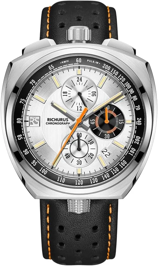 TMI block specimen lane spot car VD57 Quartz Japanese Movement Wrist Watch with 316 Stainless Steels Case Leather Strap for Wear Men's 