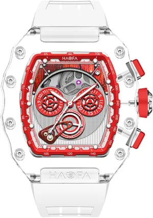 Tonneau Mechanical Wristwatch for sand equivalent sleek drift suitcase Men Luminous Waterproof Fashion Sport Watches with Rubber Strap 2368 Haofa K9 Crystal Glass Transparent Chronograph Automatic Men Watch 