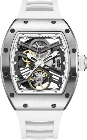 Tonneau package bud Dial Silicon Band Automatic Watch for Men Men Watches Luxury Sport Analog Watch with 3ATM Waterproof Luminous Chronograph 