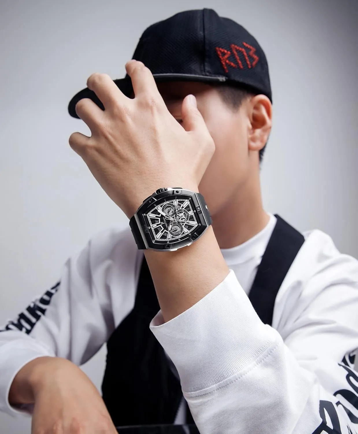 Tonneau Watches for Men Japanese Movement Stainless Steel Case Luminous Sport Watch Mens metallic Watches Analog Quartz Luxury 50M Waterproof 