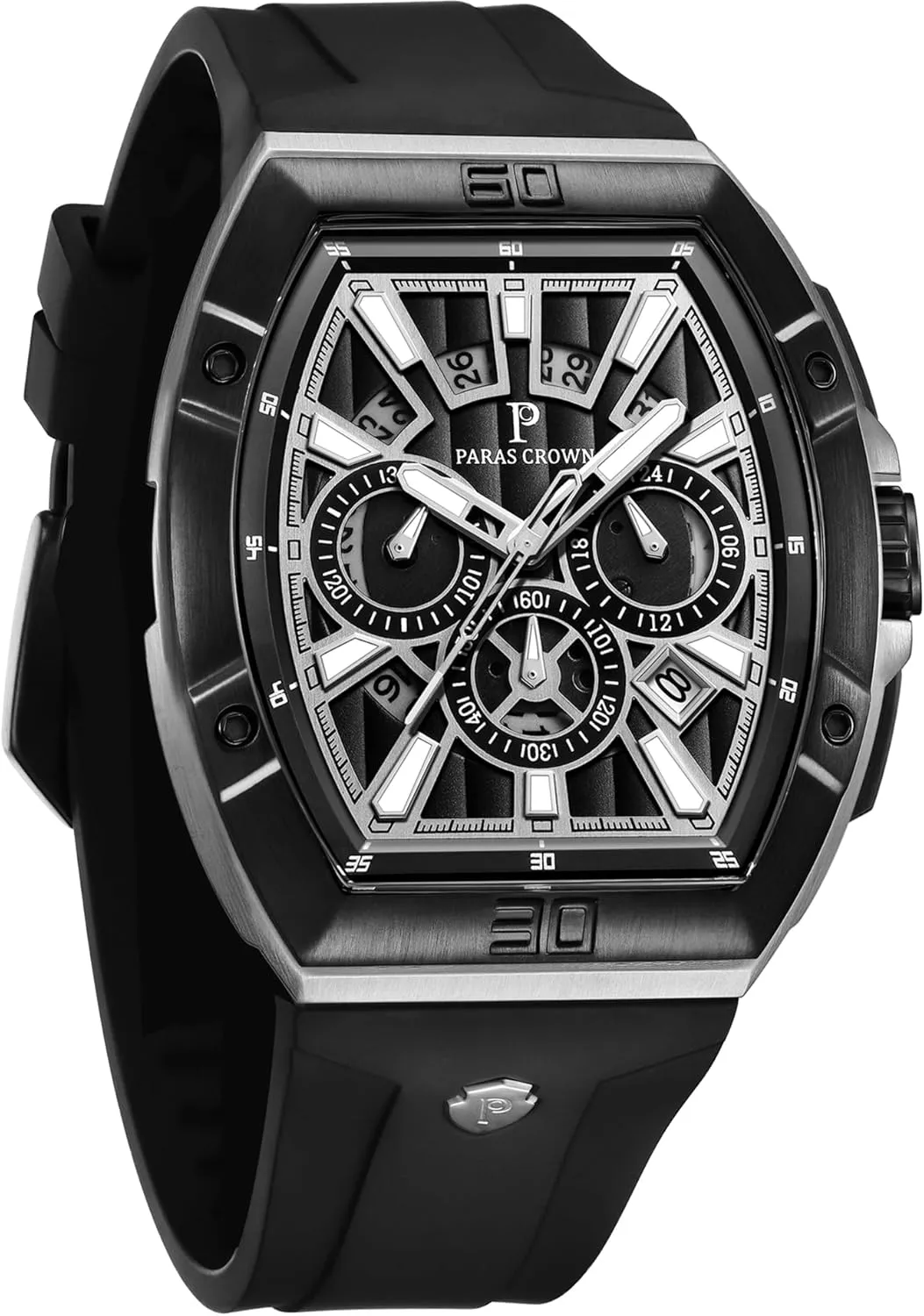 Tonneau Watches for Men Japanese Movement Stainless Steel Case Luminous Sport Watch Mens metallic Watches Analog Quartz Luxury 50M Waterproof 