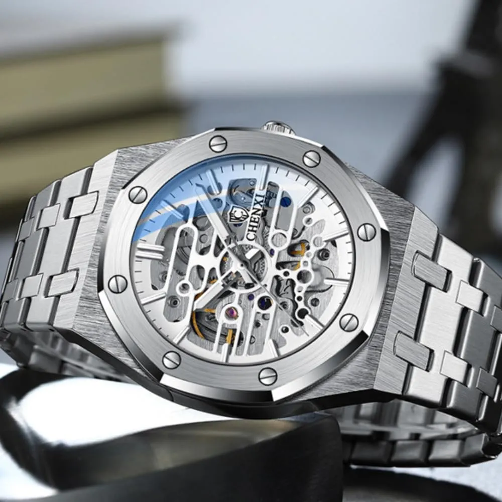 Top Brand airport Chenxi Automatic Mens Watches Mechanical Tourbillon Wrist Watch Waterproof Business Stainless Steel Sport Fashion 