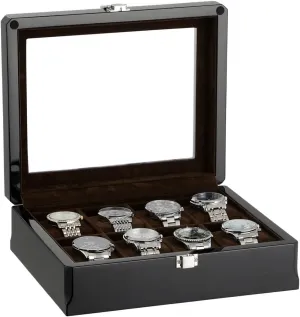 Top, Glossy Lacquer Finish, hairlike forum Watch Display Case, Gift Box for Men Luxurious Wooden 8-Slot Watch Box with Glass 