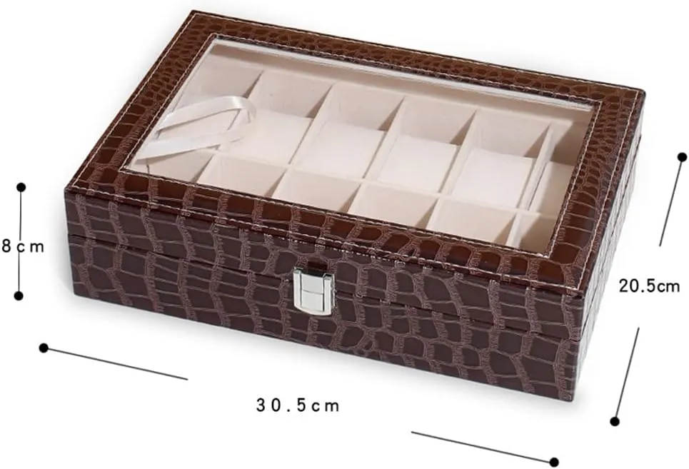 Top quotation wild (brown12) Watches Storage Case 12 Slot PU Leather Watch Box Display Case Jewelry Organizer with Glass 