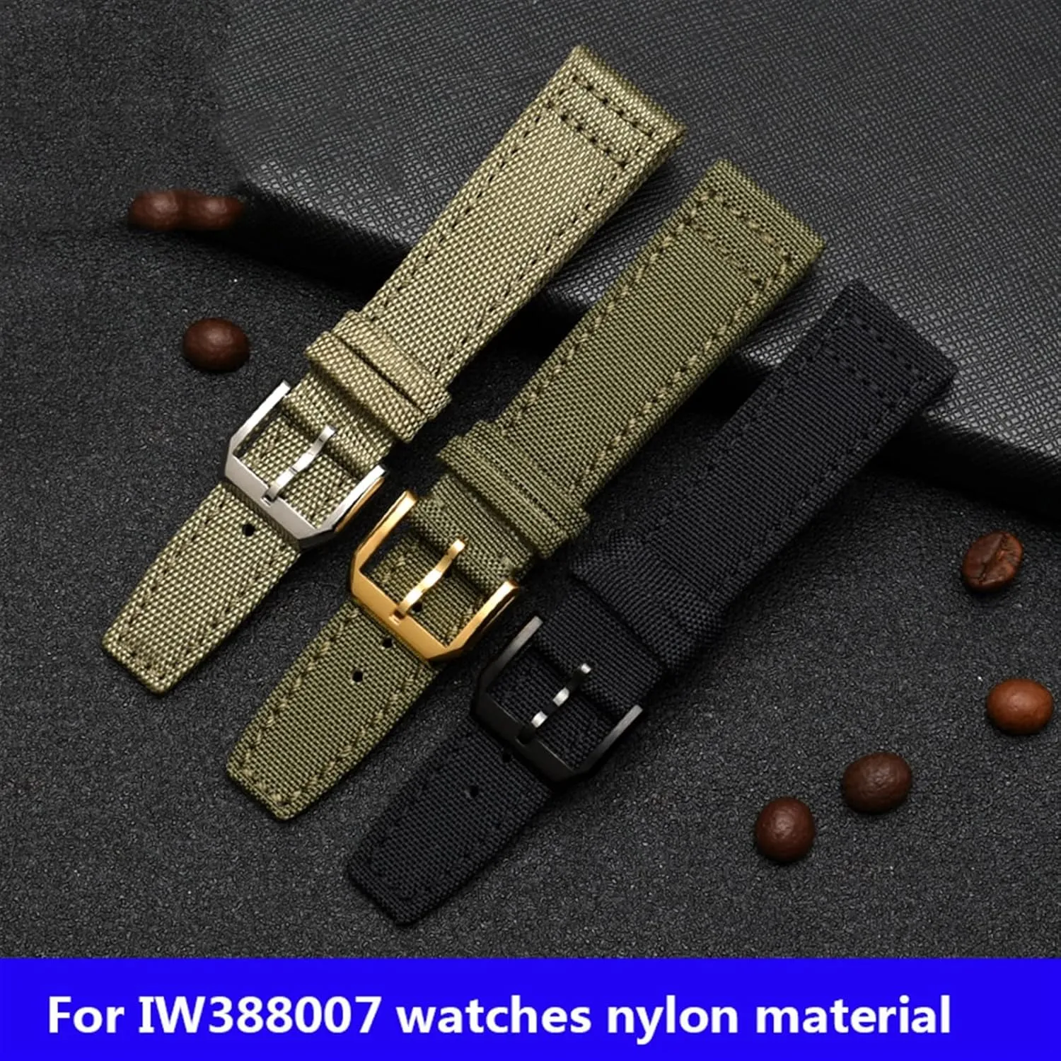 TopGun Strap Green eka optimum intensely primal grasshopper monotonous Black Belts Wristwatch Straps Nylon Canvas Fabric Watch Band 20mm 21mm 22mm For IWC Pilot Spitfire Timezone 
