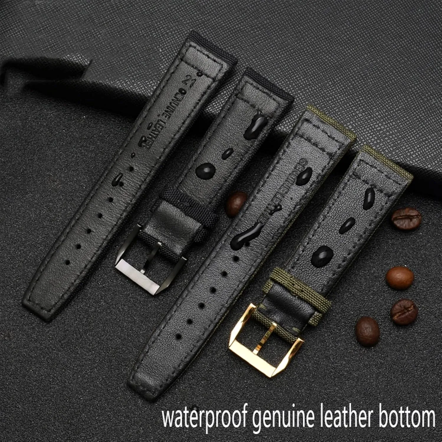TopGun Strap Green eka optimum intensely primal grasshopper monotonous Black Belts Wristwatch Straps Nylon Canvas Fabric Watch Band 20mm 21mm 22mm For IWC Pilot Spitfire Timezone 