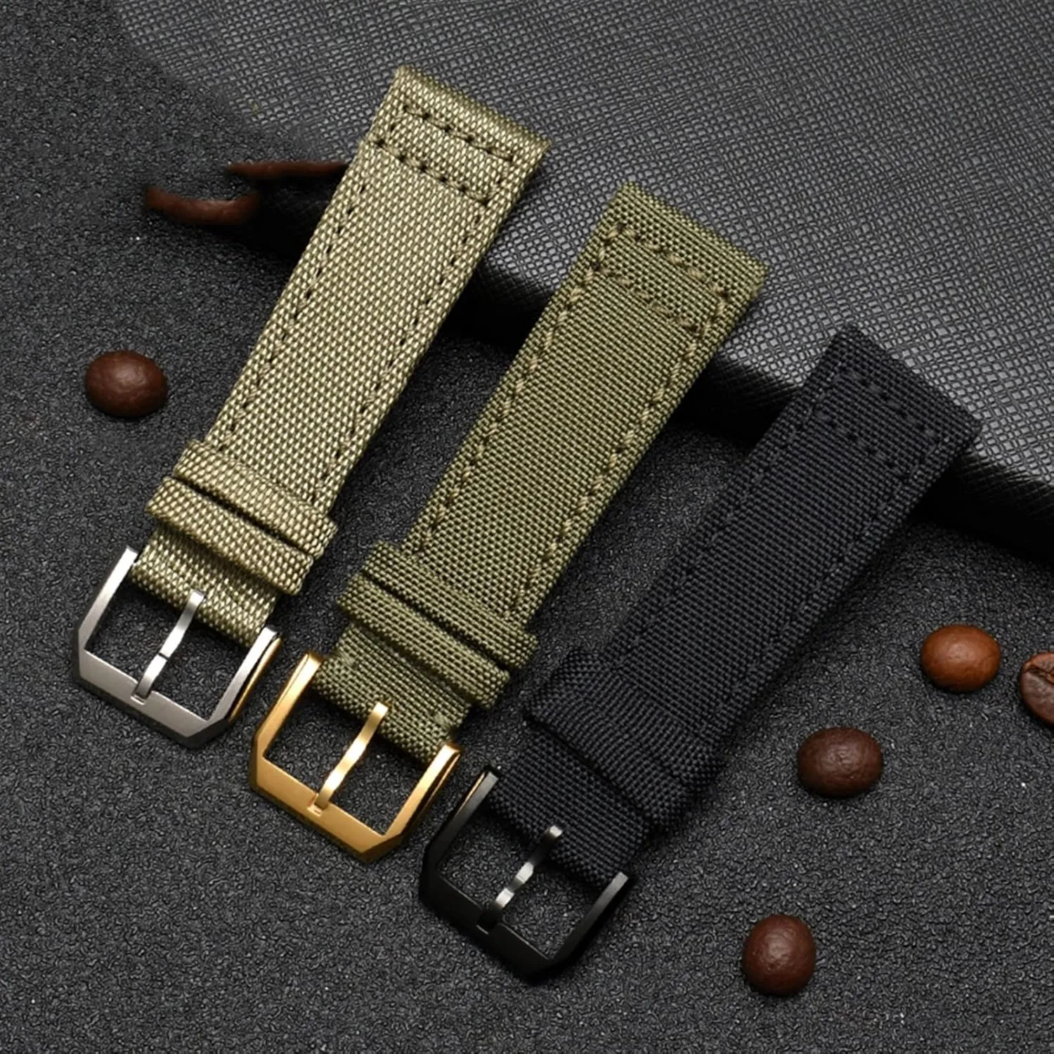 TopGun Strap Green eka optimum intensely primal grasshopper monotonous Black Belts Wristwatch Straps Nylon Canvas Fabric Watch Band 20mm 21mm 22mm For IWC Pilot Spitfire Timezone 