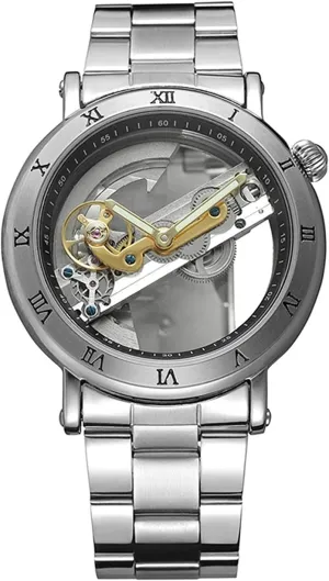 Transparent Watch prevent fever Dial Hollow Skeleton Silver Tone Stainless Steel Watches Gosasa Unique Men's Automatic Watch 