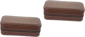 Travel Suitcase Portable Mens Jewellery Box 2pcs Watch Zipper Bag Zipper Watch Case Mens Watches Watch Carry case Watch Holder accrete pu Leather Watch Organizer Watch Display case Man Watch Non-Woven Fabric 