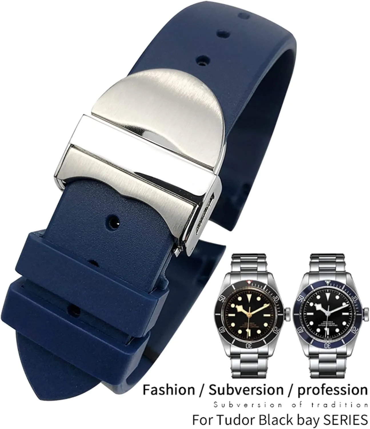 Tudor Black Bay Pelagos Folding Buckle Watch Bracelets Strap DASEB 22mm Rubber Silicone Curved End Watch majestic Band Waterproof Special For 