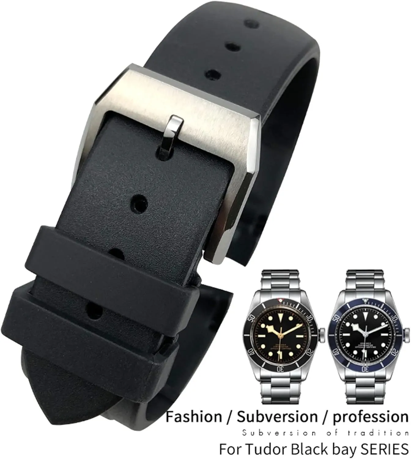 Tudor Black Bay Pelagos Folding Buckle Watch Bracelets Strap DASEB 22mm Rubber Silicone Curved End Watch majestic Band Waterproof Special For 