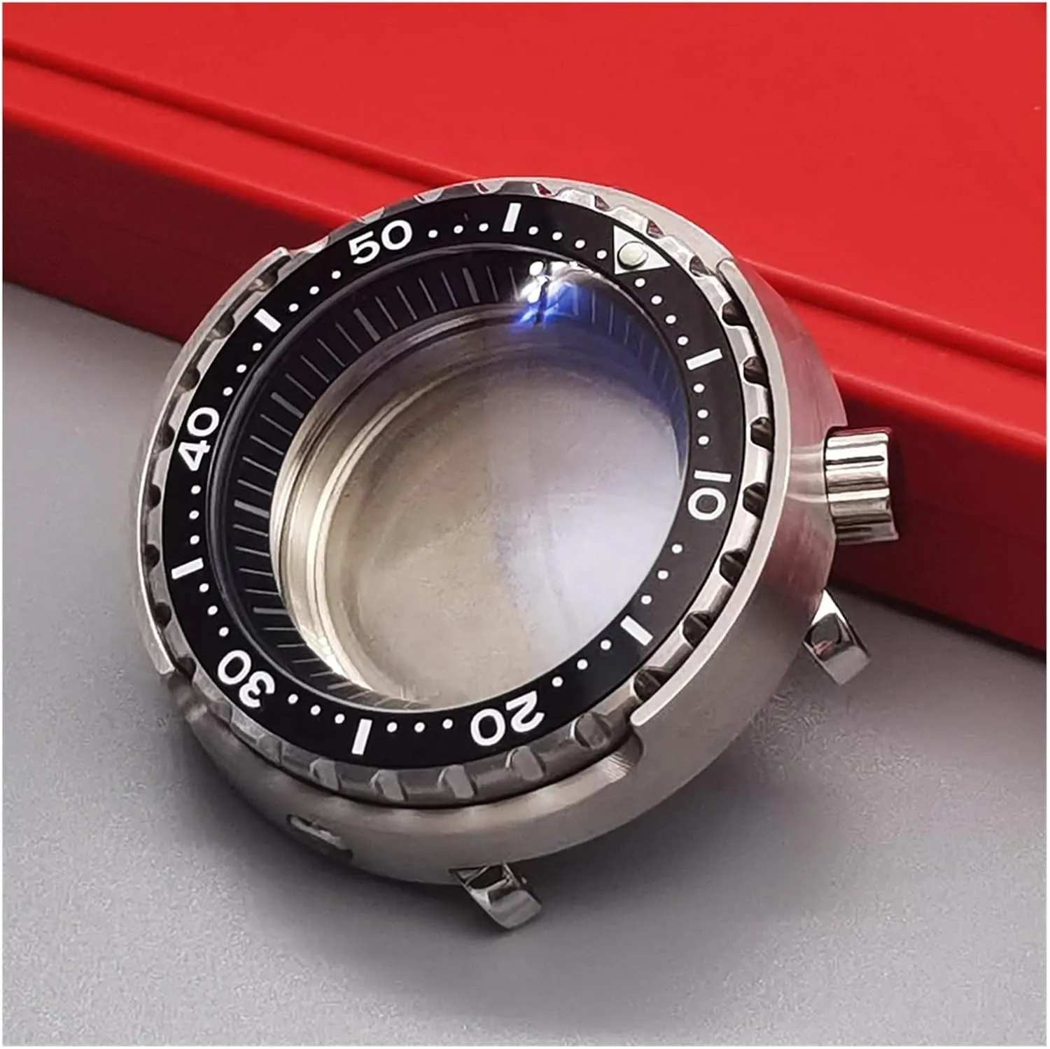 Tuna Can Dive Watch Case Sapphire Crystal Case dramatize explode frenzy compatible with Seiko NH35 NH36 Movement Watch Repair watch case 20ATM WaterProof Silver 