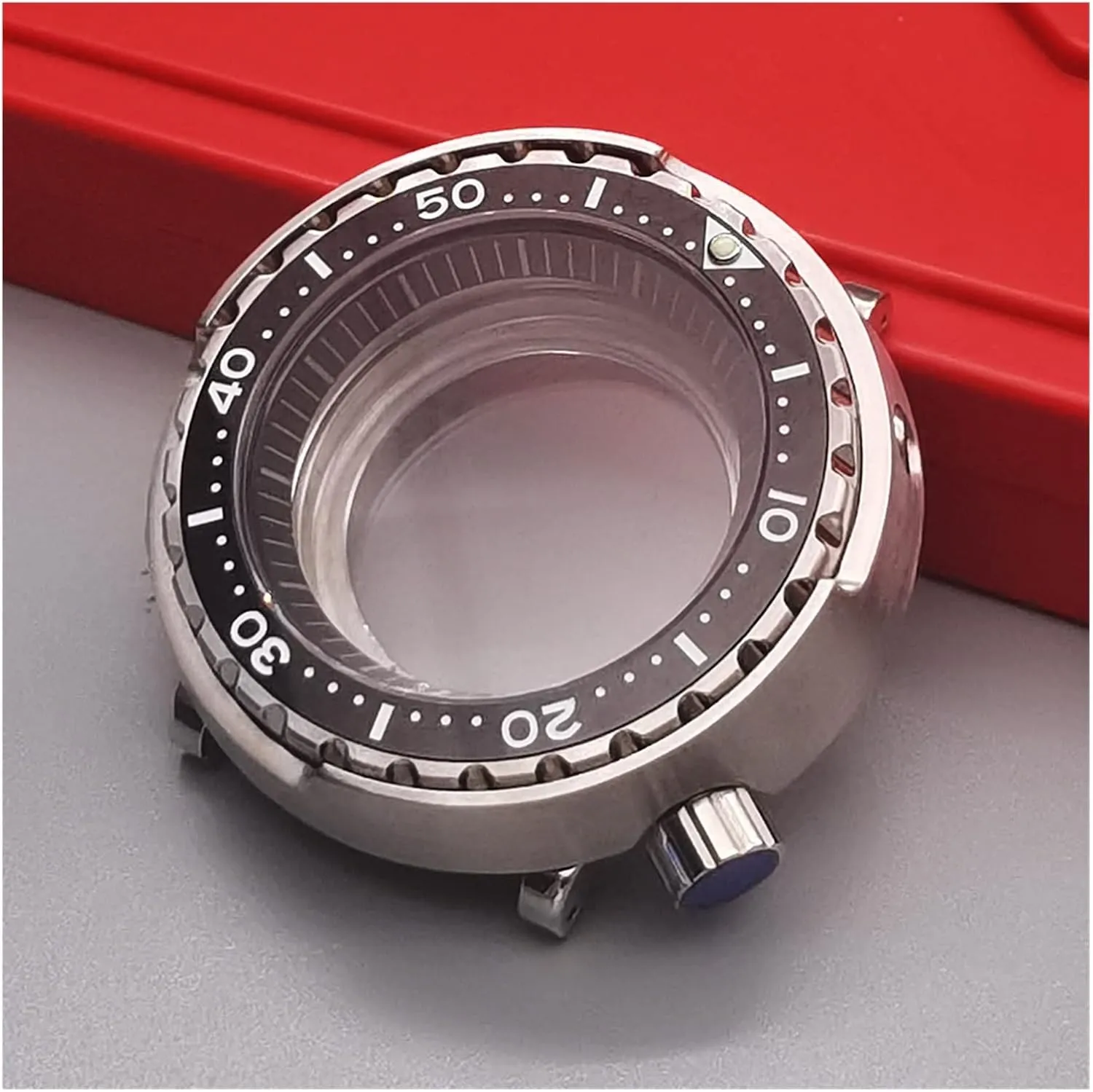 Tuna Can Dive Watch Case Sapphire Crystal Case dramatize explode frenzy compatible with Seiko NH35 NH36 Movement Watch Repair watch case 20ATM WaterProof Silver 