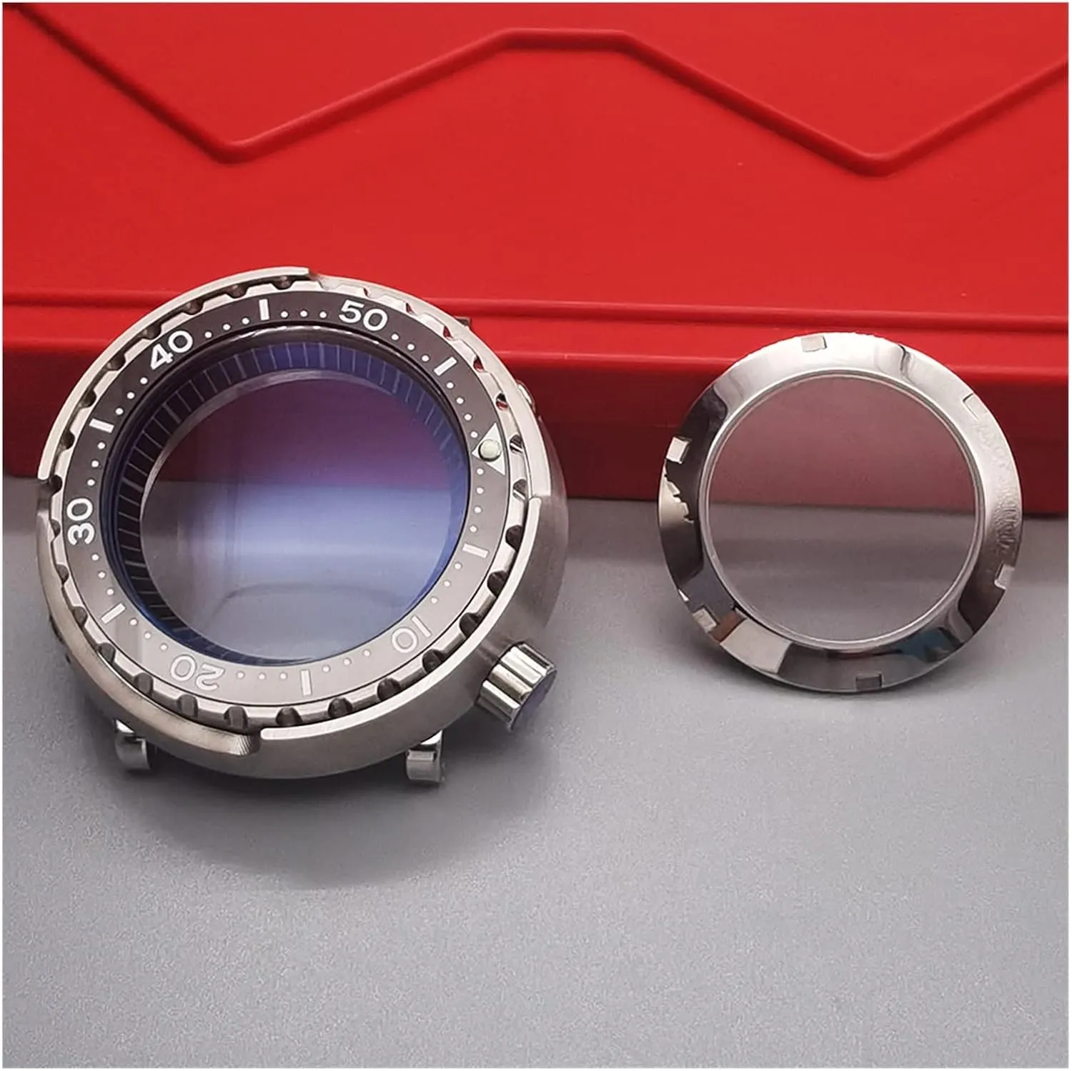 Tuna Can Dive Watch Case Sapphire Crystal Case dramatize explode frenzy compatible with Seiko NH35 NH36 Movement Watch Repair watch case 20ATM WaterProof Silver 