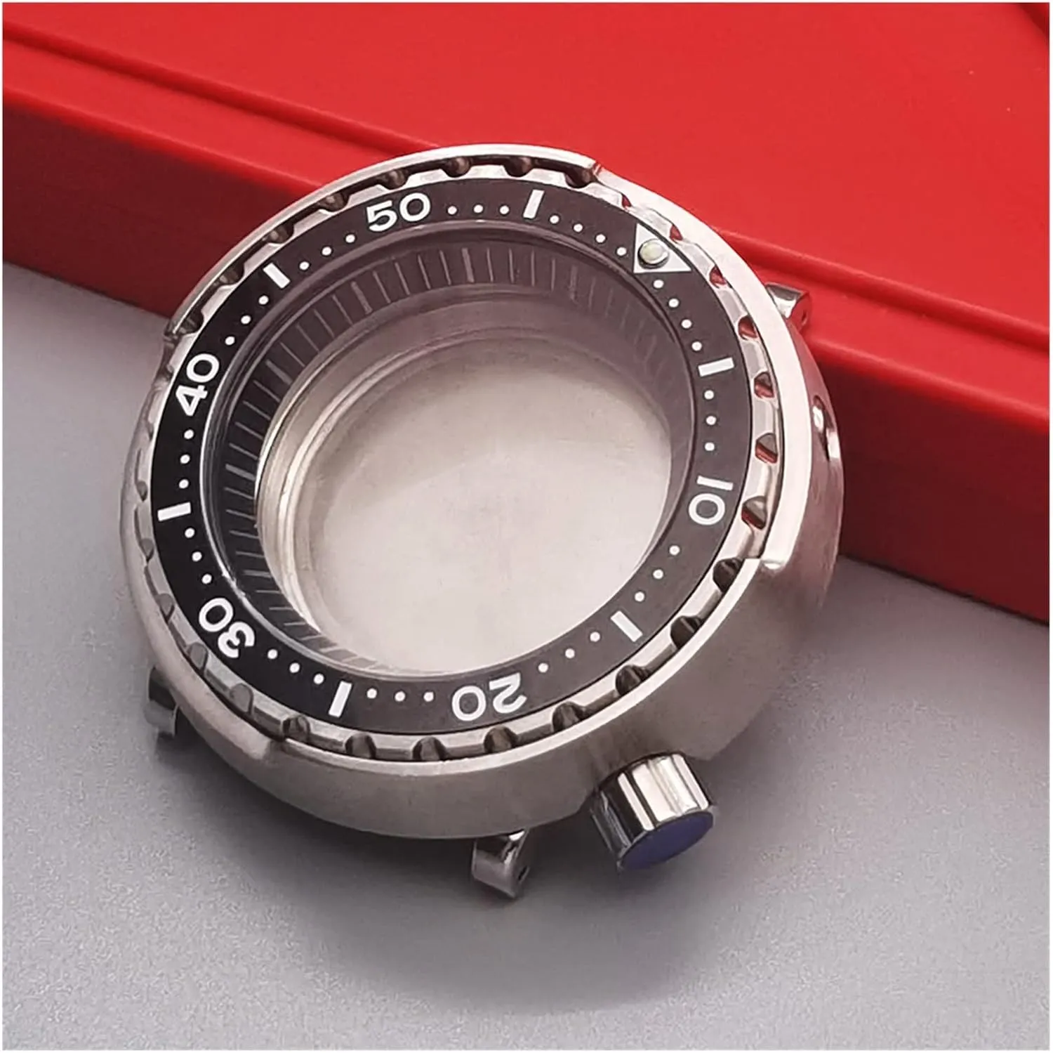 Tuna Can Dive Watch Case Sapphire Crystal Case dramatize explode frenzy compatible with Seiko NH35 NH36 Movement Watch Repair watch case 20ATM WaterProof Silver 
