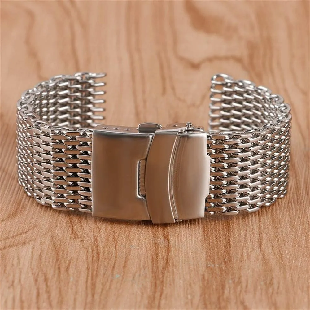 tundra half fruitless Stainless Steel Silver Wristwatch Band Strap Replacement   2 Spring bar Watch Strap 18/20/22mm watchband Cool Watches mesh 