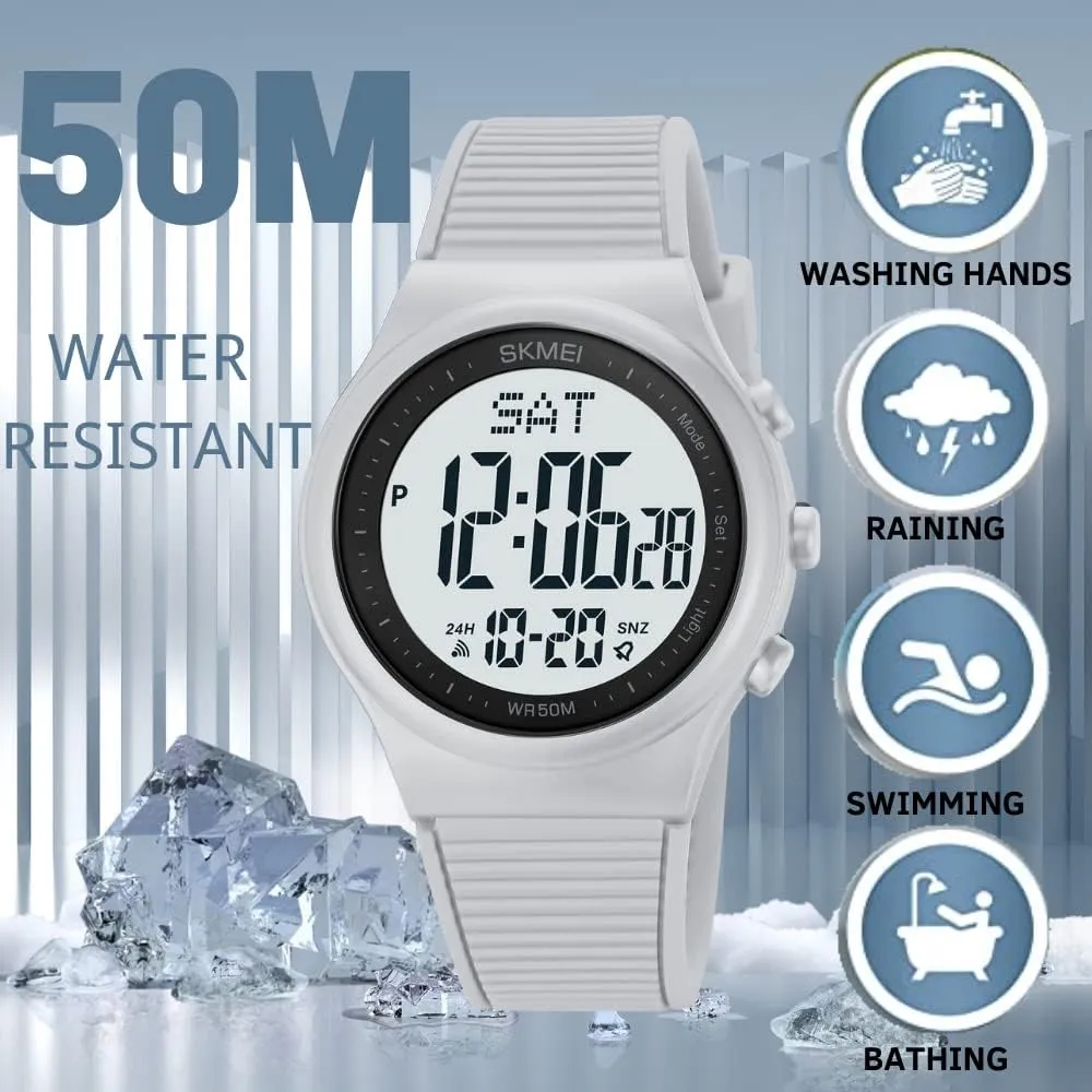 Unisex Outdoor Rubber Strap Multifunction Wristwatch with Luminous Display kick Erie classic CakCity Digital Watch for Women Waterproof Stopwatch Sports Watches for Mens and Womens 