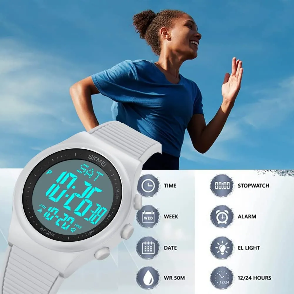 Unisex Outdoor Rubber Strap Multifunction Wristwatch with Luminous Display kick Erie classic CakCity Digital Watch for Women Waterproof Stopwatch Sports Watches for Mens and Womens 