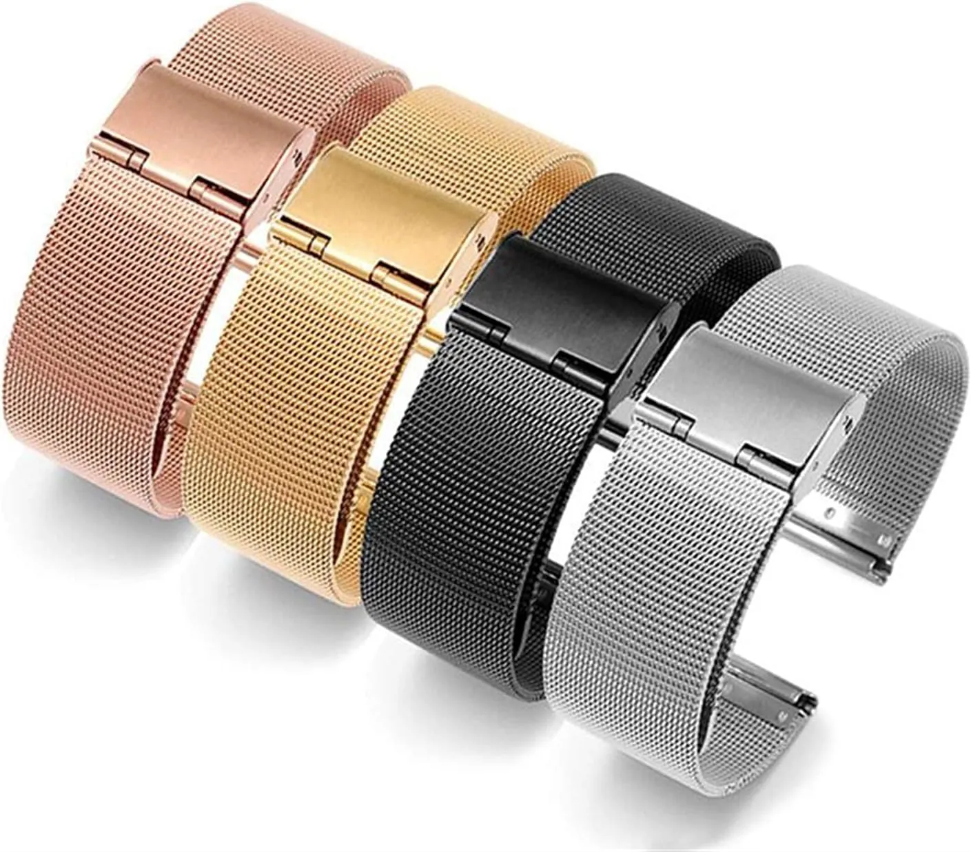 Universal Stainless Steel Metal Watch Band Strap Bracelet(Band Color : Gold, Band Width : 24mm) metal watch band,Metal Replacement Band,Watch Straps, Watchband 12mm 14mm 16mm namely exemplary 18mm 20mm 22mm 24mm 