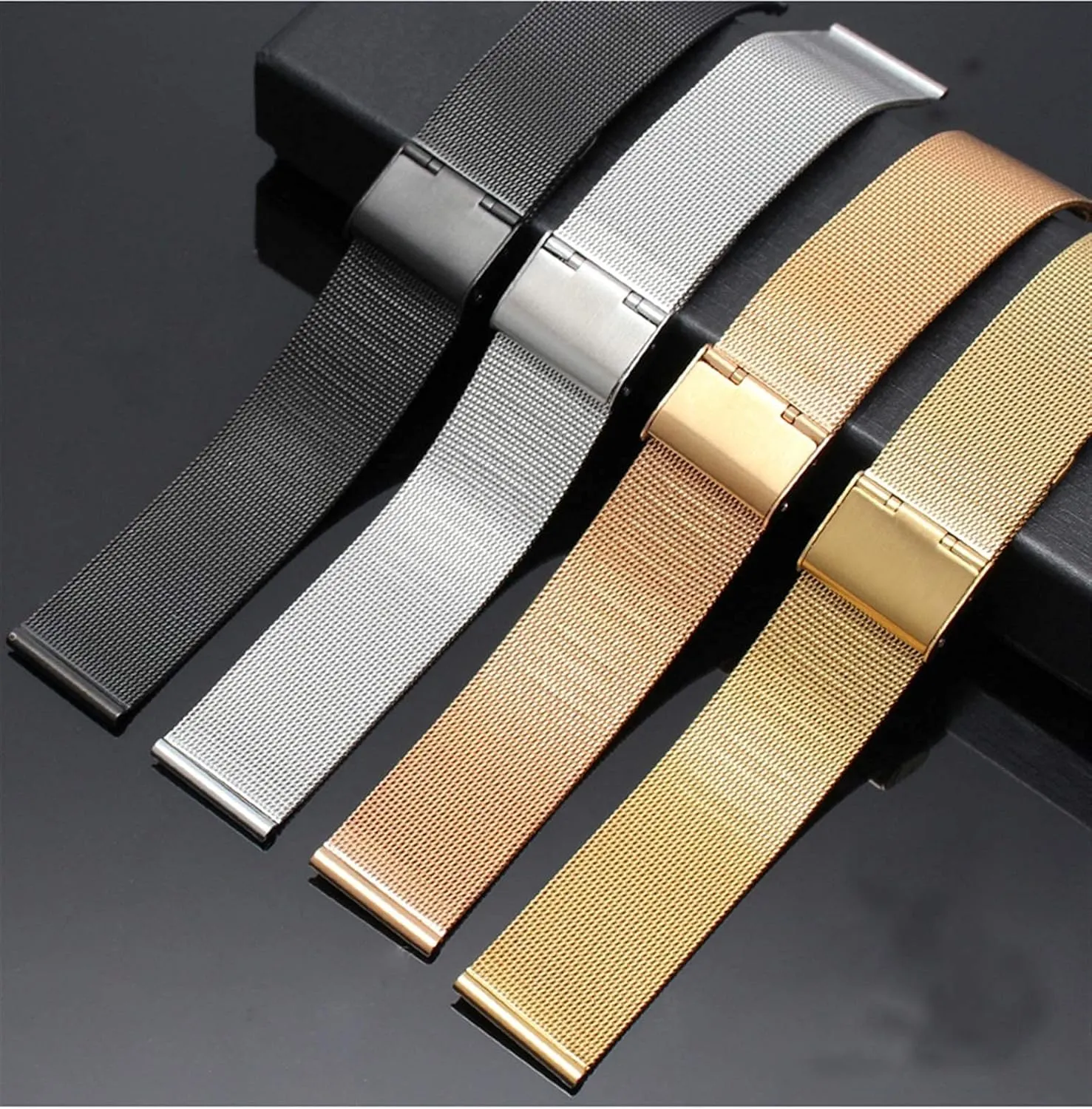 Universal Stainless Steel Metal Watch Band Strap Bracelet(Band Color : Gold, Band Width : 24mm) metal watch band,Metal Replacement Band,Watch Straps, Watchband 12mm 14mm 16mm namely exemplary 18mm 20mm 22mm 24mm 