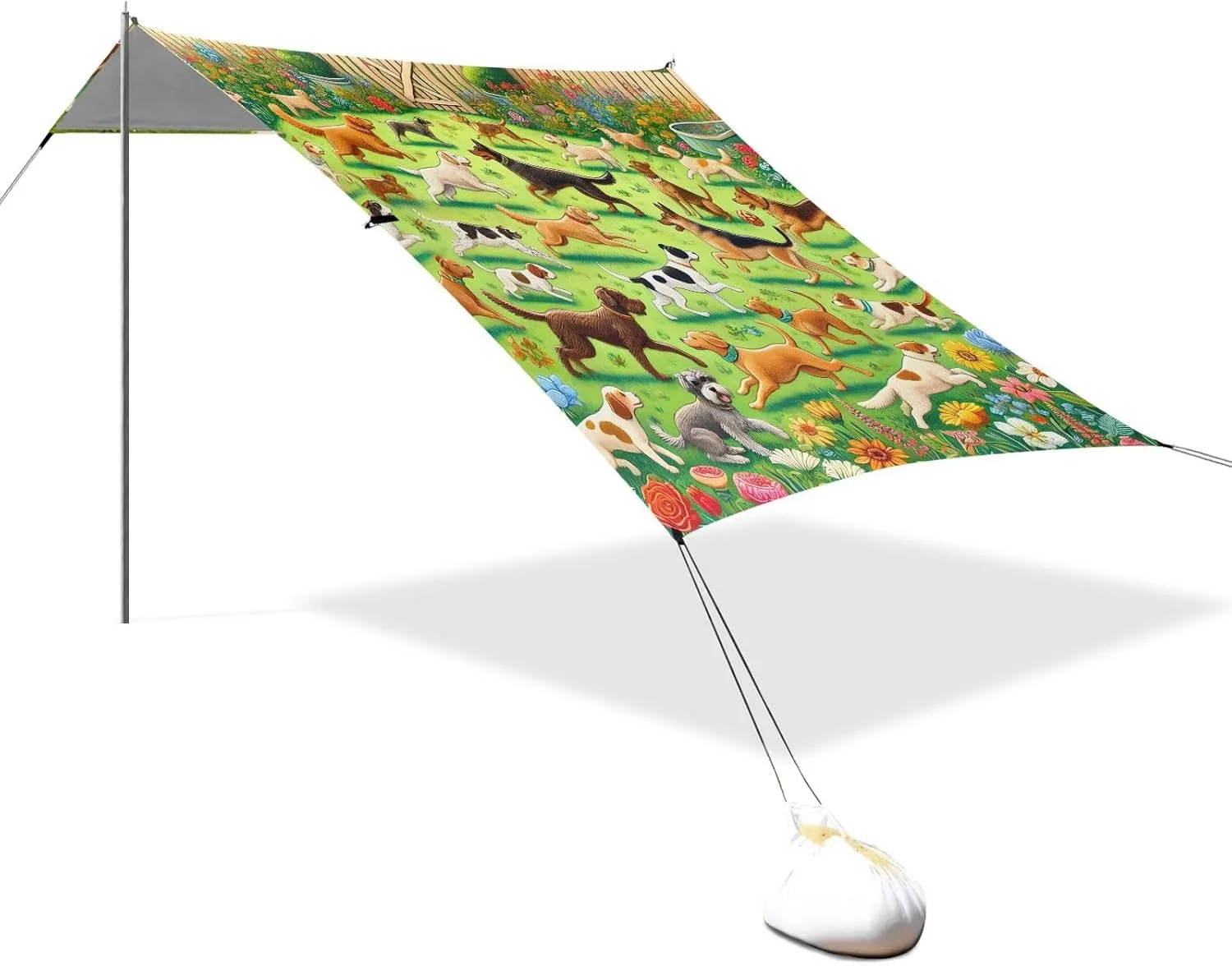 up Wind Sail Shade 9.2 ?? 10.5 FT Playful Dogs Garden Park Canopy Beach Tent Sun Shade regardless Outdoor Patio Kids Travel Camping Sun Shelter with Anchor Poles Easy 