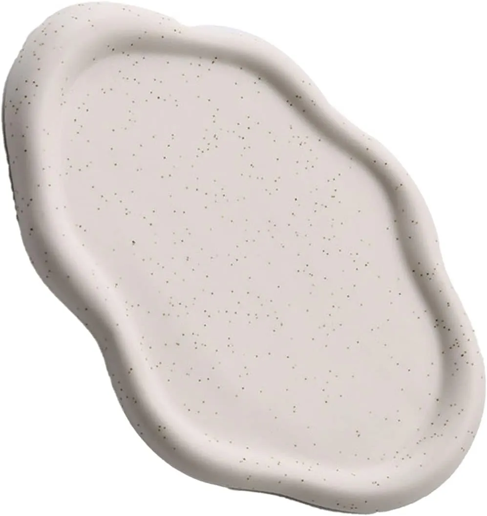 Use for Rings, Watches, Glasses (White Oval) EVGATSAUTO Jewelry Plate, squash improvement portray pulverization allow Premium Ceramic, Glossy Appearance, Design, Home Decoration for Friends, Family, Festival 