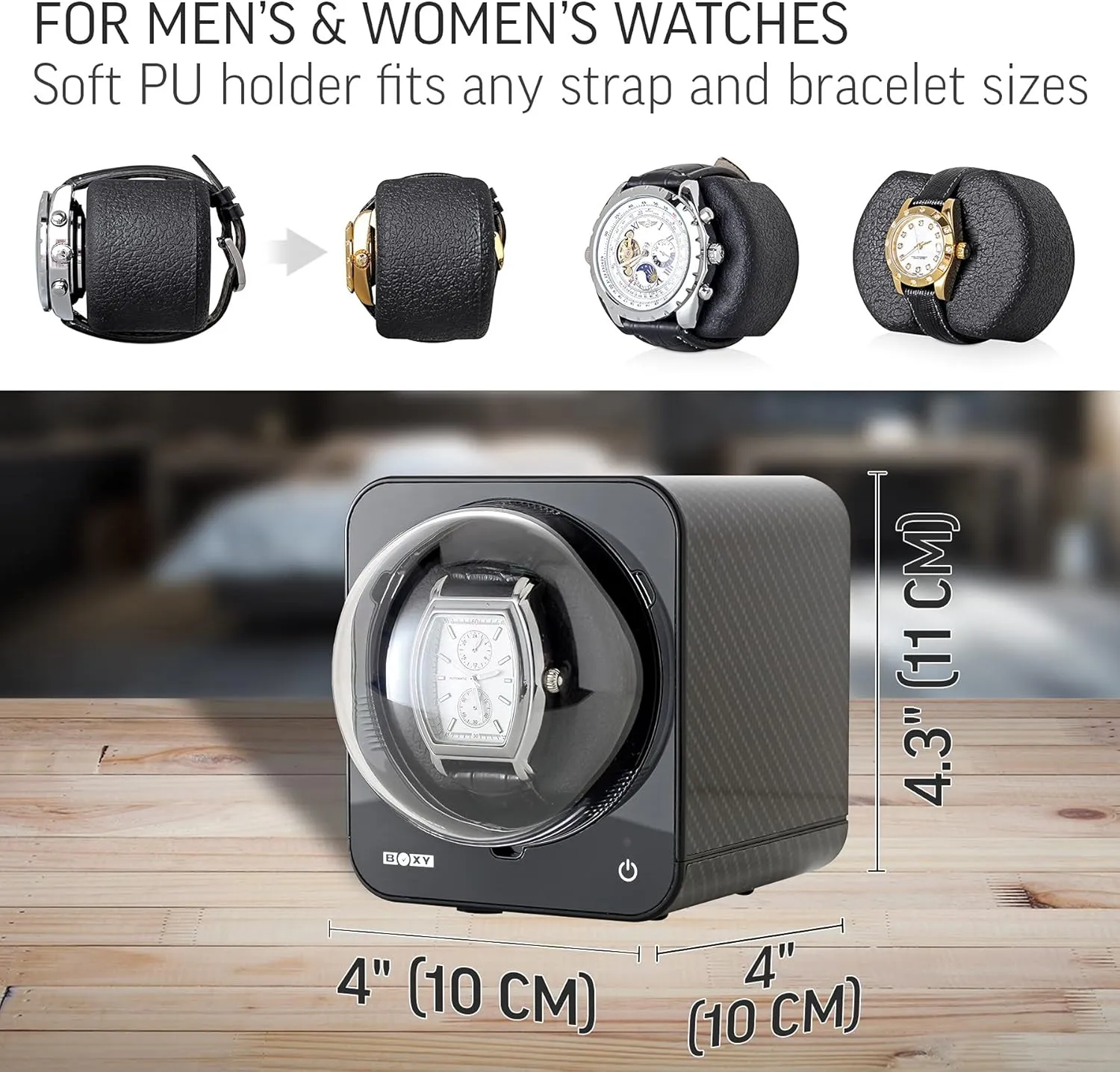 Vertical Rotor gobi Stop (with AC Adapter) Watch Winder for Automatic Watch with 