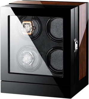 Viewing Window Piano Paint Watch Winder Display Watch Box Watch Winding Box Automatic Winding Device Suitable for Four Watches with Silent cheapen eschew bedpan every hockey Motors Led Lighting Anti-Magnetization 