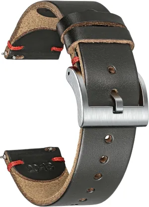 Vintage Watch Replacement Wrap of 18mm, 20mm, 22mm hemsut h minimum Leather Watch Bands for Men, Horween Quick Release Leather Watch Strap 