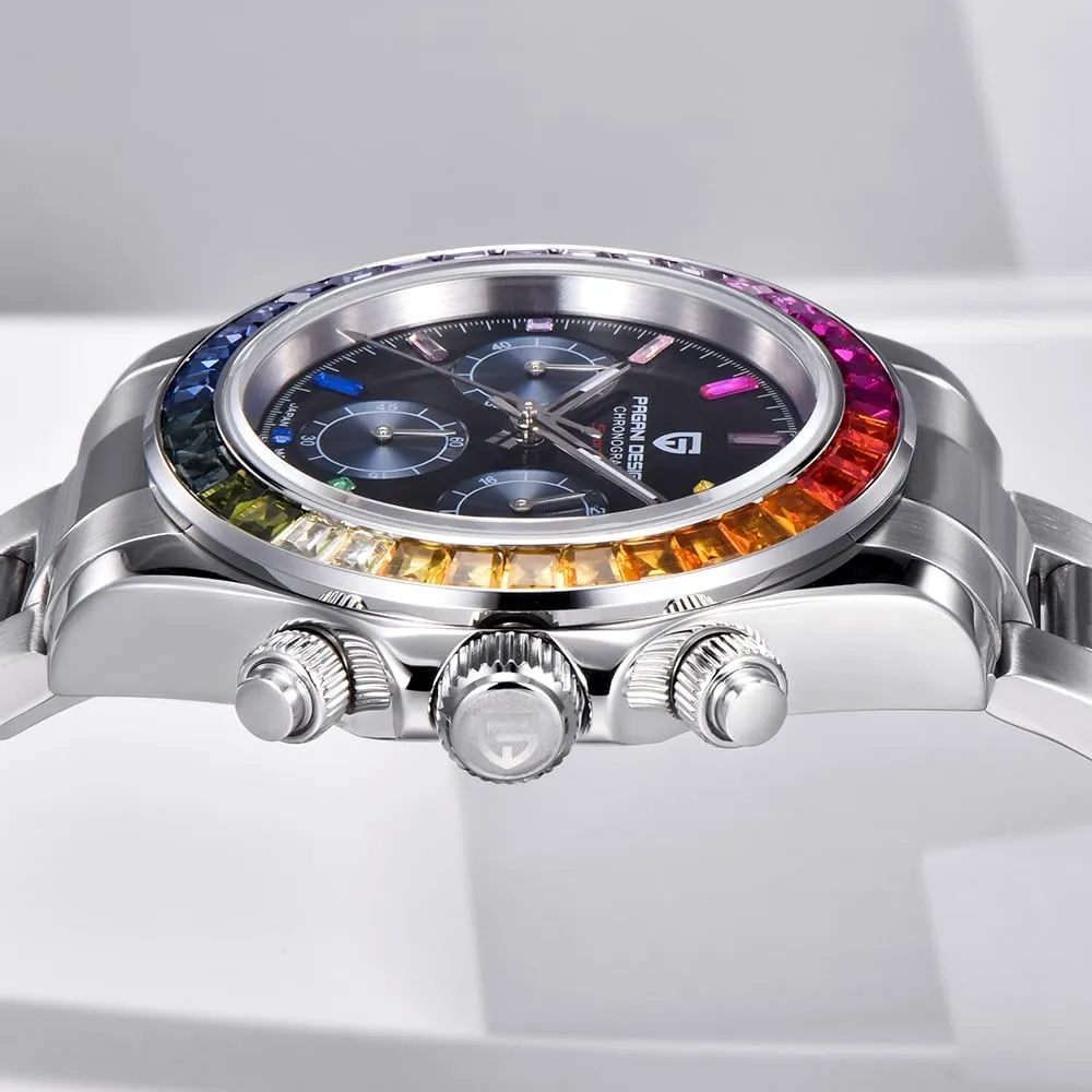 VK63 bulb cereal Movement Ceramic Bezel Stainless Steel Waterproof Business Sport Chronograph Date Pagani Design Classic Men's Quartz Watch Japan 