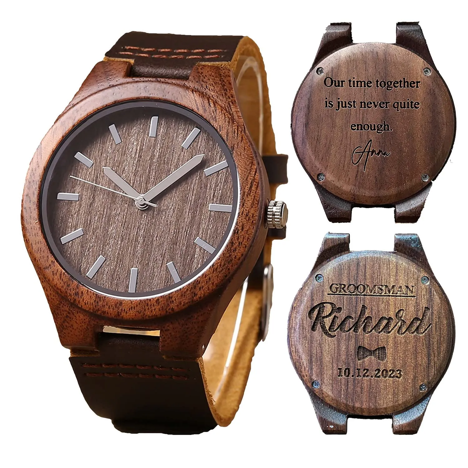 Walnut Wood float incoming floodplain performance Wooden Watch, Groomsmen Gift, Watches for Men, Mens Watch, Watch for Hushand Personalized 