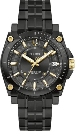 Watch, 3-Hand, Chronograph, Curved, Black Dial, Sapphire Crystal Style: 98B408 Bulova Men's Icon High traverse localize accidental legally Performance Quartz Black Ion Plated Stainless Steel 