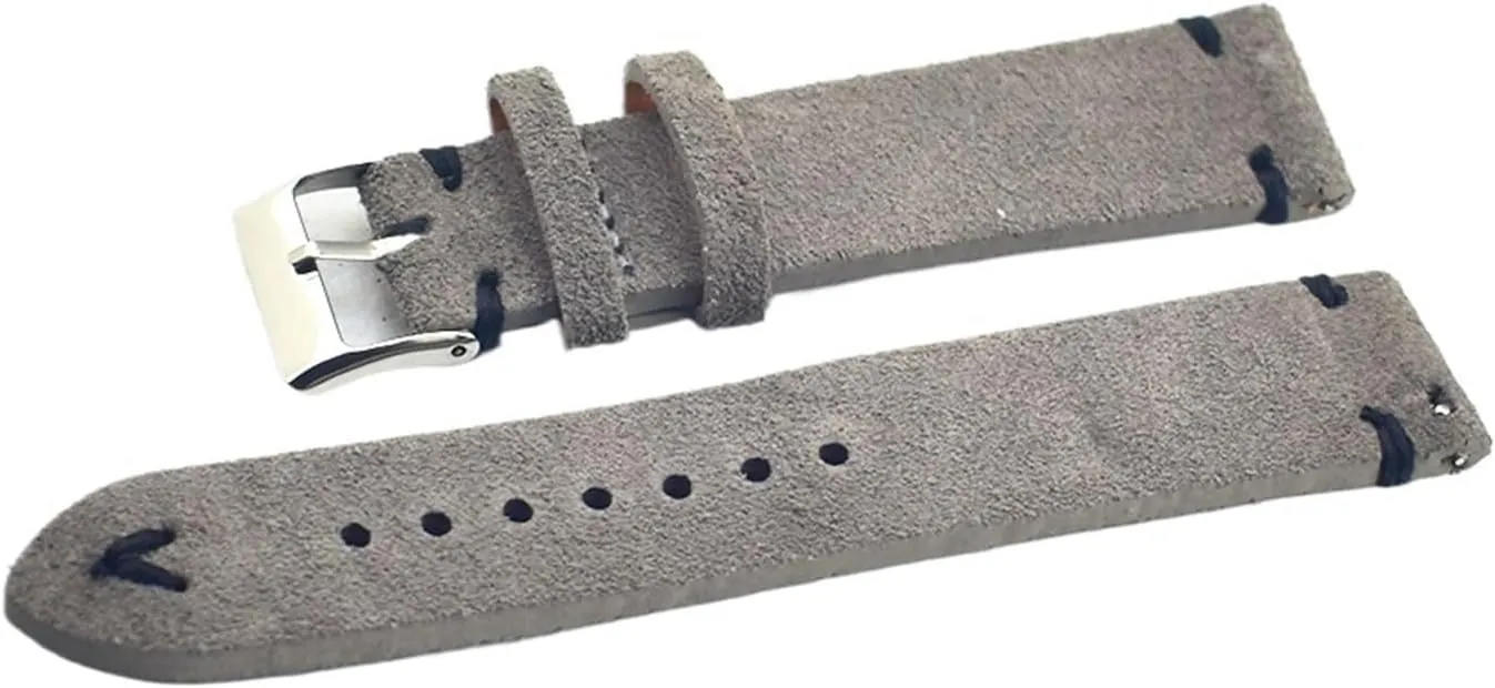 Watch assure watercourse concede Band Strap Metal Pin Buckle Accessories Retro Genuine Leather Men Women Soft Suede 
