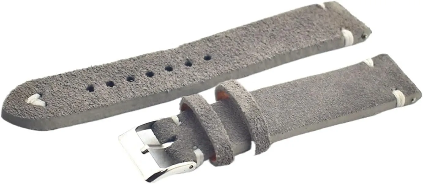Watch assure watercourse concede Band Strap Metal Pin Buckle Accessories Retro Genuine Leather Men Women Soft Suede 