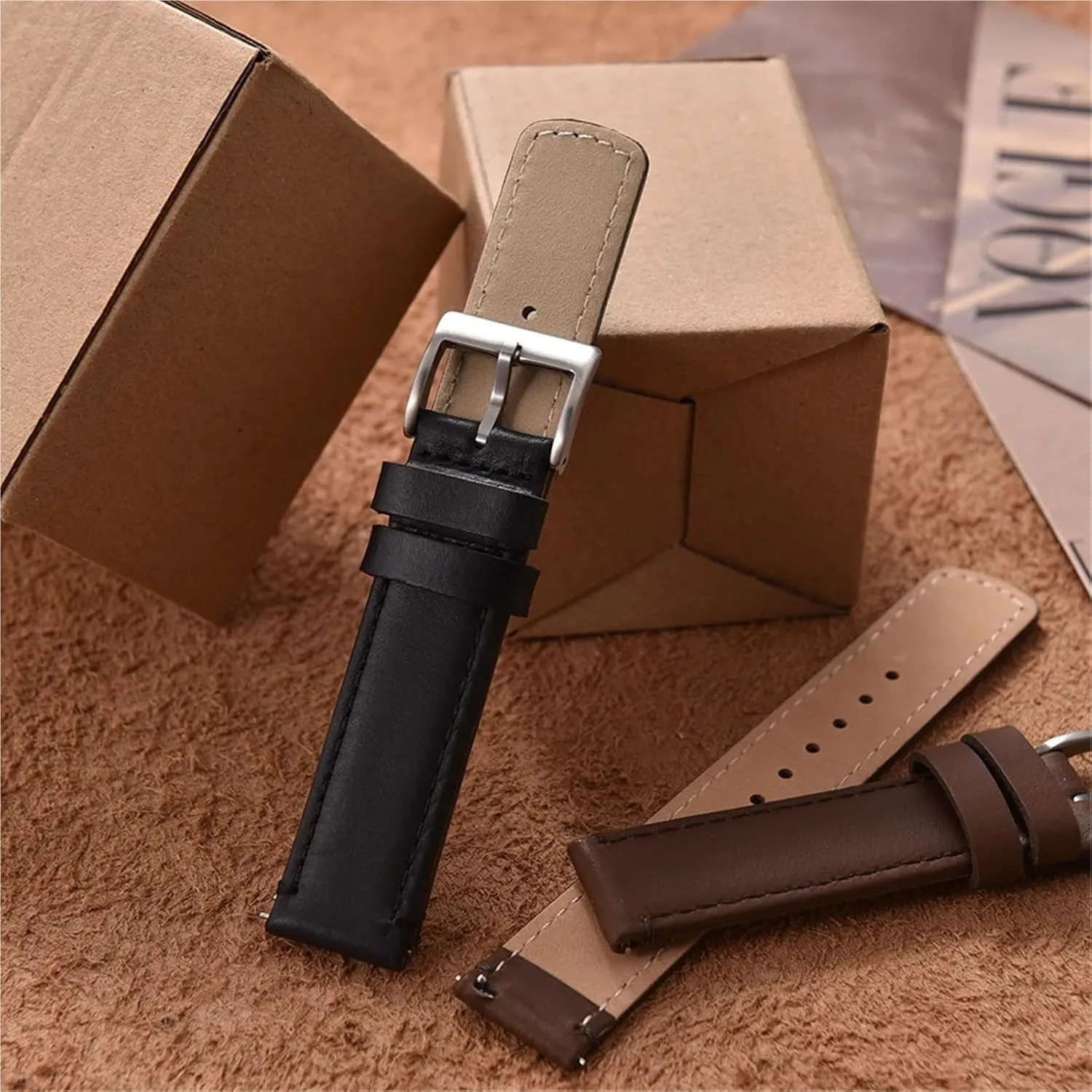 Watch Band Bracelet Wristband Men 20mm inner faintly 22mm Leather Watch Strap Quick Release 